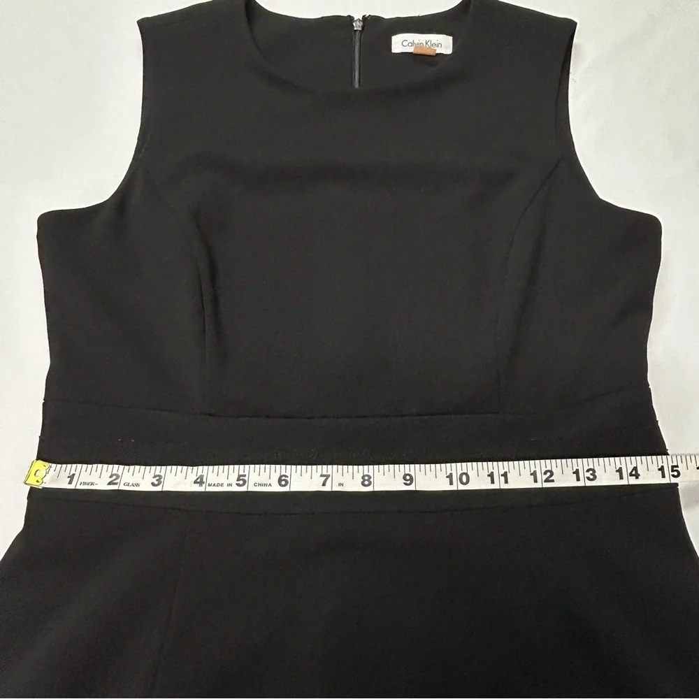 Calvin Klein Midi Dress Womens Size 10 Round Neck Sleeveless Sheer Ruffle Black - Picture 11 of 12